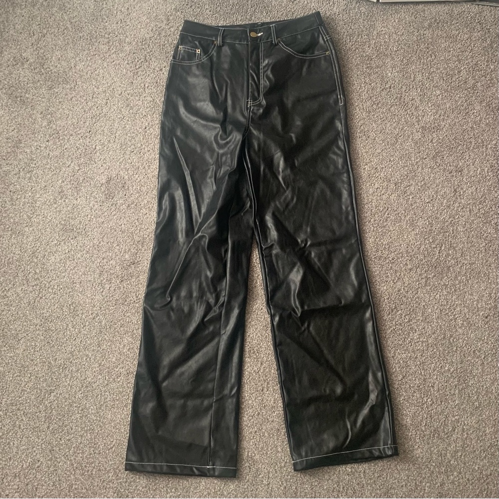 Medium black faux leather high-rise pants from Paper Moon. Hardly worn.